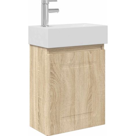 Maison Exclusive - Mobile bagno con rubinetto Rovere Sonoma 45,5 x 22,5 x 84 cm (1/5)