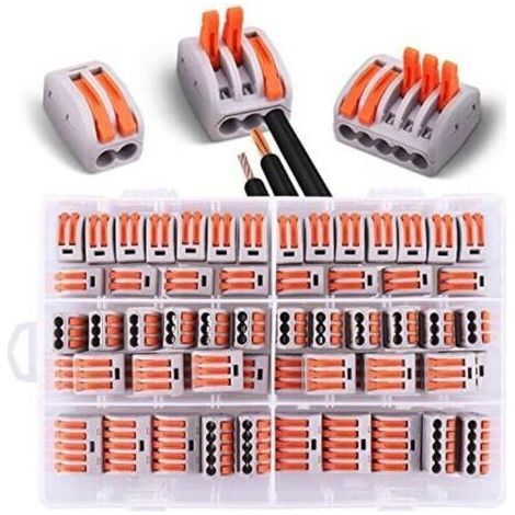60 pièces Connecteurs électriques avec levier de commande,20pcs 2 entrées, 30pcs 3 entrées,10pcs 5 entrées Blanc (2/3/5) (1/5)
