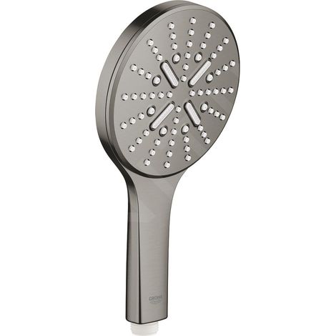 Grohe – Douche de tête 130mm – 3 jets Rain, Jet, Active – Débit 9,5 l/min – Finition Hard Graphite brossé – Système anti-calcaire SpeedClean