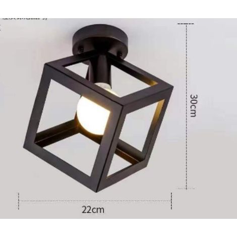 Geometric wrought iron wall light for living room, kitchen, loft, dining room, cafe (bulb not included) square white light E27 (1/5)