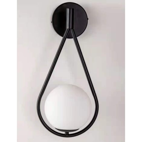 Applique Murale Intérieure Ronde Industrielle Rétro Réglable Applique Murale Sphérique En Verre Métal E27 Pour Chambre D'Enfant Salon Escalier(Noir)