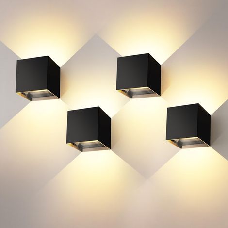 Pack Applique Murale Interieur et Exterieur Avec Angle de Faisceau Réglable LED 3000K Chaud 12W Noir Blanc (1/5)