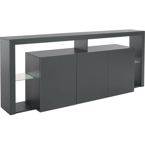 Dmora - Buffet Ddariv, Buffet de salon 3 portes, Buffet de salon, Buffet moderne, 200x40h80 cm, Anthracite (1/5)