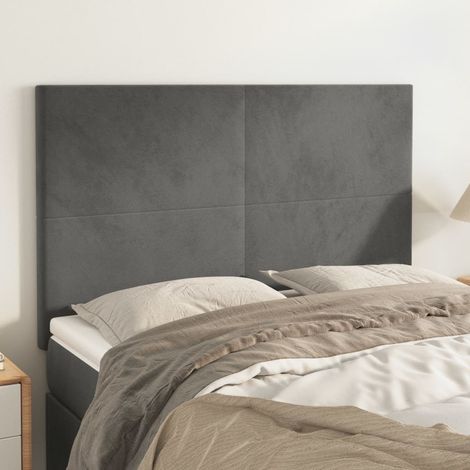 Cabecero gris oscuro 144x5x118/128 cm terciopelo vidaXL (1/5)