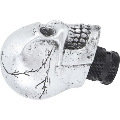 Pommeau de levier de vitesse en résine en forme de crâne, compatible avec la plupart des véhicules à boîte manuelle, couleur argent. (1/5)