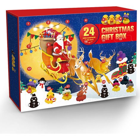 Calendrier de l'An en forme de canard en caoutchouc, compte à rebours de 24 jours, anti-stress, cadeau de Noël pour enfants, 24 jouets (1/4)