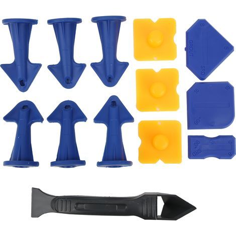 13-teiliges Set Fugenspachtelwerkzeuge, Kunststoffspachtel, Silikondüsen zum Entfernen von Klebstoffen (1/5)