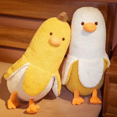 Niedliches 50 cm großes weißes Bananenenten-Plüschkissen, Kuscheltier, Dekokissen, 1 Stück im Beutel (1/5)