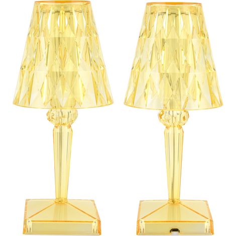 Lampe de bureau LED en cristal avec motif diamant prismatique transparent, rechargeable par USB, à intensité variable, idéale pour les chambres, salles à manger, bars, bureaux et tables décoratives (J (1/5)