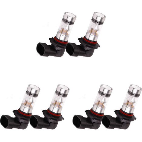 Convient pour 6 ampoules LED antibrouillard à projection blanches 9005 HB3 6000K 100W 2323