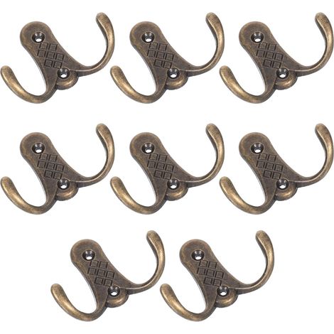 Lot de 8 Crochets Muraux en Alliage de Zinc Rétro Patères Doubles 57x77 Mm Crochets Robustes pour Salle de Bain Porte-serviettes Manteaux et Paquet Vintage pour Organisation (1/5)