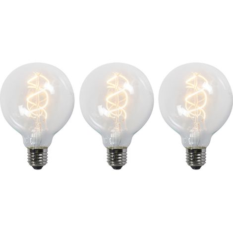 LUEDD Lot de 3 Ampoule LED à filament torsadé E27 G95 transparentes 5W 400lm 2200K