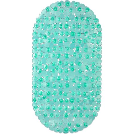 Tapis de Bain Aspect Rocheux, 68 x 35,5 cm, Lavable, Support de Baignoire antidérapant, ventouses, Vert (1/5)