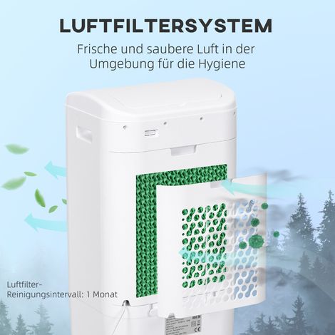 Climatiseur mobile 3 en 1 : humidification de l'air, refroidissement par eau (15L), oscillation 60°, minuterie 7,5h, télécommande, affichage LED, pour 20 m², blanc (37 x 32 x 78 cm) (1/5)