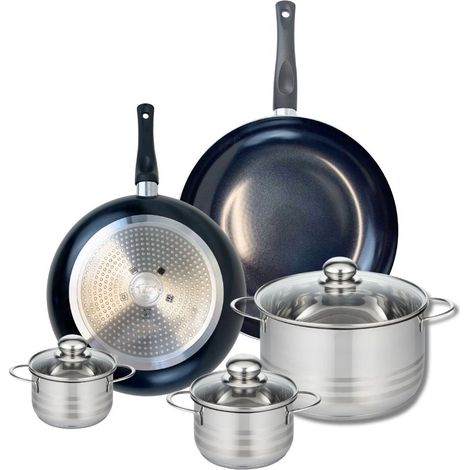 Ensemble de 2 Poêles de cuisson 28 et 32 cm et 3 faitouts 12, 14 et 24 cm Elo Prima Brillant (1/5)