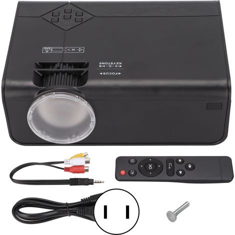 Tragbarer Mini-HD-Projektor mit HiFi-Stereo-Sound für Heimkino, TV-Box, PC und Tablet, 100–240 V, US-Stecker, Schwarz