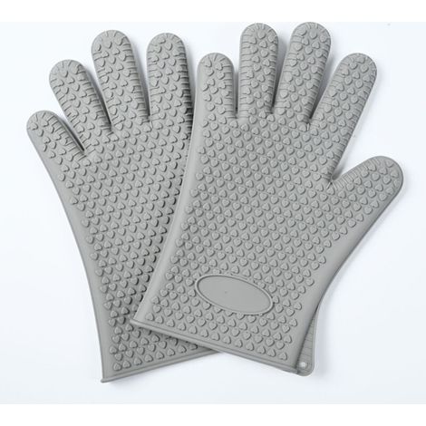 Gants en silicone, résistants aux hautes températures, isolants thermiques, anti-brûlures, imperméables, antidérapants, gants à cinq doigts pour four à micro-ondes/four traditionnel (une paire)