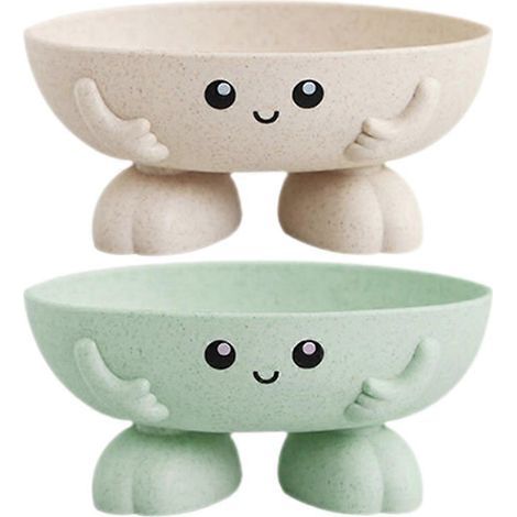 Set aus 2 Seifenschalen mit Cartoon-Motiven, Seifenablagen für Küche und Bad. – 12,5 x 6 cm (1/3)