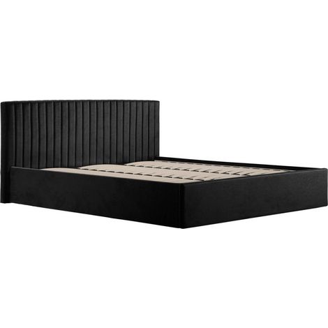 Berlin Ottoman Super King Size Bed Frame (Pack of 2) - Velvet - L213 x W198 x H89 cm - Black - Flat Pack