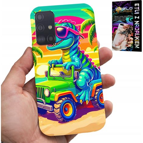 Custodia per Samsung Galaxy A71 - dinosauro su un camion, motivi per bambini (1/5)
