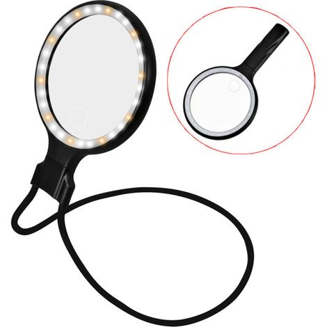 Bardusch - Loupe de Lecture à Main Libre 10X avec lumière, loupe Ajustable pour la Lecture et Le Travail de près, col de Cygne Flexible, loupe HD pour Les Livres, la Couture (3 Modes d'éclairage)