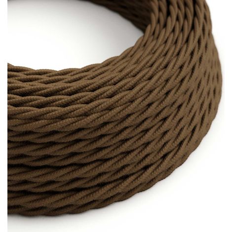 Creative-Cables, Cavo elettrico rivestito in tessuto, 2 x 0,75 mm², 50 m, Marrone Espresso TC13, Trecciato, Cotone
