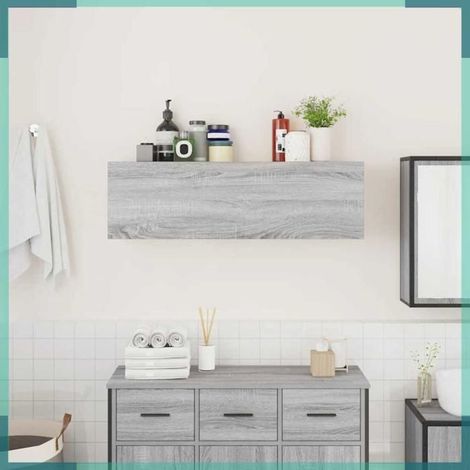 Armoire murale de bain - 860099 - Sonoma gris - Bois d'ingénierie - 100 x 25 x 30 cm (1/5)