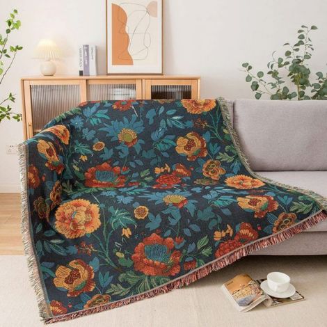 Housse de canapé - - Rétro - 130 x 180 cm - Bleu - Intérieur (1/4)