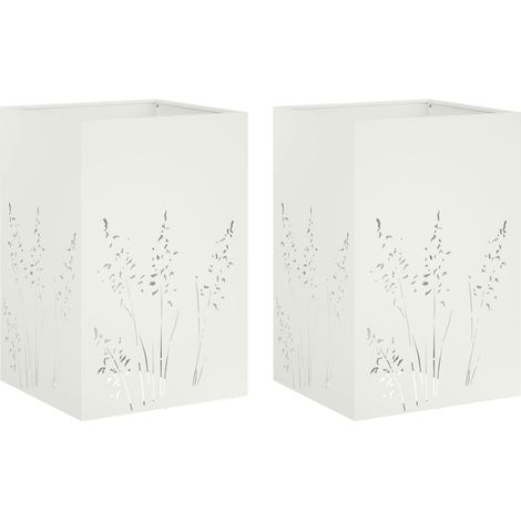 vidaXL Macetero de Jardín 2 uds. Blanco 50 x 50 x 75 cm (1/2)