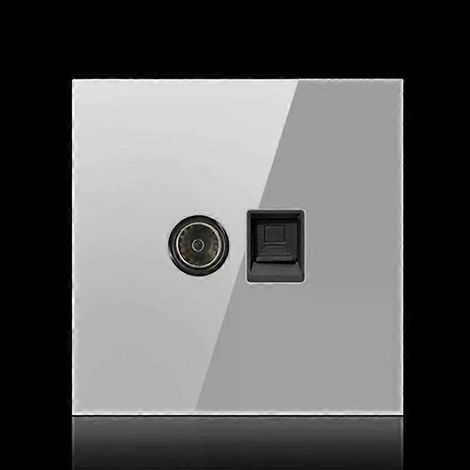 Panneau de commande rond à LED - Prise téléphone/TV en verre trempé 86 mm, gris (1/5)