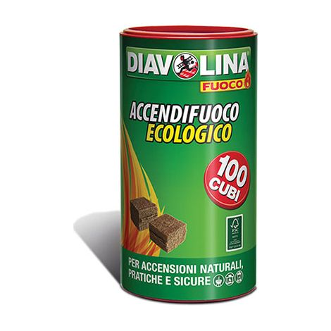 ACCENDIFUOCO ECOLOGICO 100 DIAVOLINA FUOCO - CUBETTI 100- 6 pezzi