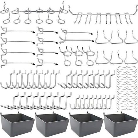 Porte-outils mural avec crochets, tiroirs, serrures et bouchons, pour ranger divers outils, 80 crochets Odipie (1/4)