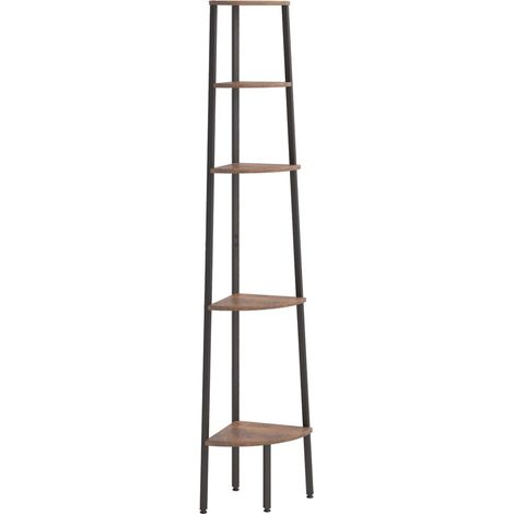 vidaXL Scaffale Angolare 5 Livelli Marrone Scuro Nero 45,5x31,5x180 cm (1/5)