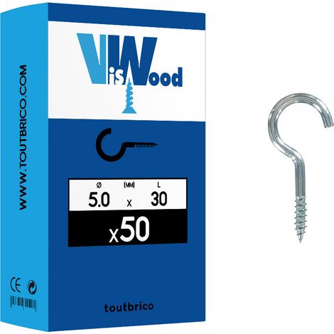50 crochets d'armoire 5 X 30mm zingué - Viswood