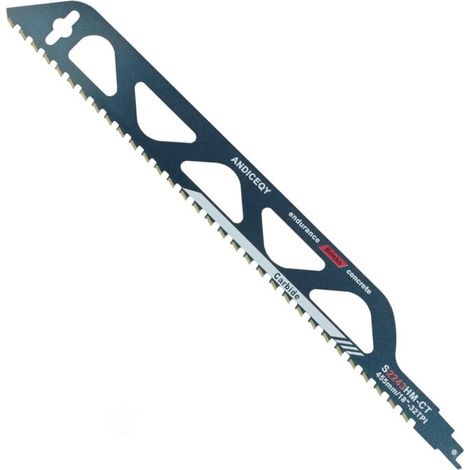 Säbelsägeblatt aus Wolframkarbidstahl für Metall, Holz, Stein, Säbelsägenzubehör für Porenbeton, Ziegel, Beton, Zementplatten, Länge (455 mm/18 Zoll) (1/4)