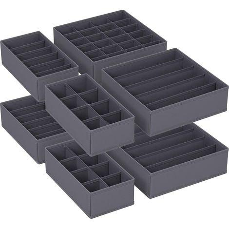 Paquete de 8 divisores de cajones, organizador de ropa interior plegable, para sujetadores, bragas, calcetines y corbatas, cajas de tela para guardar ropa interior, gris RUS08GY (1/5)