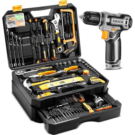 DEKO 238 Piece Tool Case with Drill Cordless Multifunction Screwdriver 12 V – Complete Tool Box with Drill for Repair, Maintenance, Mechanical Autillage (1/5)