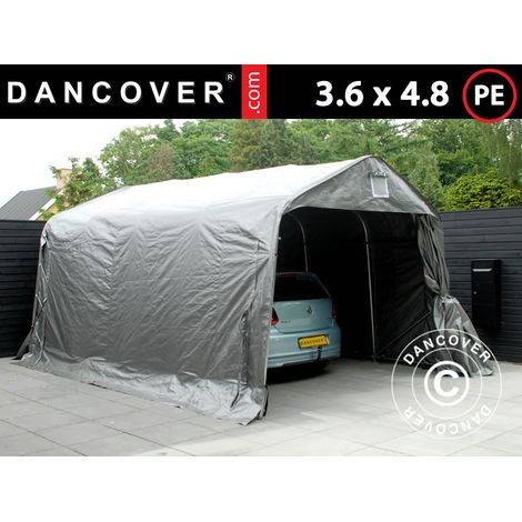 Tente Abri Garage PRO 3,6x4,8x2,68m, PE, Gris - Dancover (1/5)