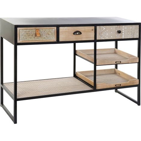Console élégante bois et métal pour entrée chic - Noir et marron (1/5)