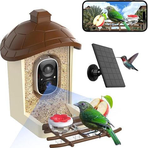 Bird Feeder with Camera 2K HD AI Camera Waterproof IP65 Real Time Bird Watching, Instant Notification, Solar Powered Automatic Capture (1/5)