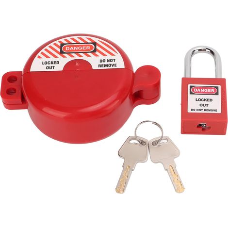 Combinaison de Verrouillage de Vanne et de Cadenas de Sécurité, Serrure de Vanne de Gaz D'huile, Poignées de Vanne Résistantes à la Chaleur et Résistantes aux Chocs Rouge Sécurisé pour Robinet D'eau à (1/5)