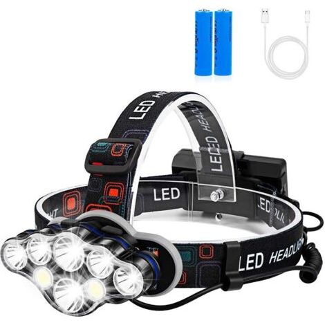 Linterna frontal recargable, linterna frontal ultra potente de 18000 lúmenes para correr, linterna frontal USB con 8 modos para leer, luz frontal COB roja para pesca, acampada, ciclismo, caza y sender (1/4)