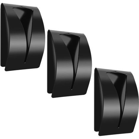 Porte-serviettes autocollant, patère, suspension murale de salle de bain en acier inoxydable 304, aucun perçage requis (lot de 3, noir) (1/5)
