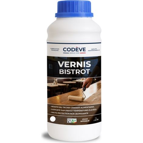 Codève Bois – Vernis pour meuble 1 L – Haute résistance aux chocs et rayures – Résistant aux UV – Application facile sur bois brut