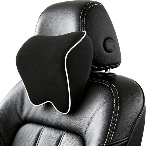 1pcs Coussin Appuie Tete Voiture, Appui Tete Voiture, Oreillers de Cou avec Mousse à Mémoire de Manchons Amovibles Respirables, Noir-C (1/5)