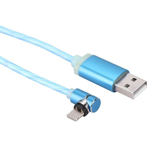 Tragbares 1 m langes magnetisches Ladekabel, USB-Datenkabel mit heller Beleuchtung für iOS (blau) (1/5)