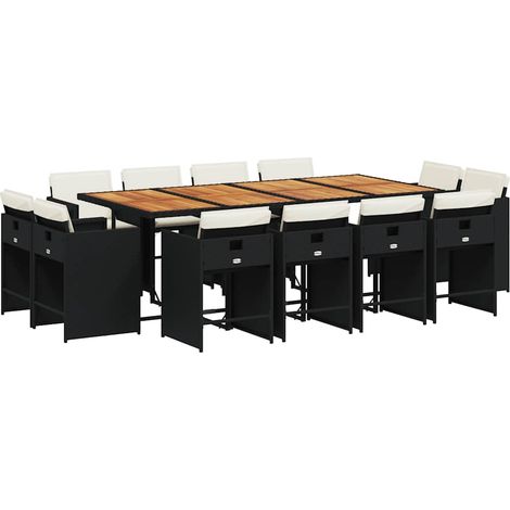 Maison Exclusive - Set da Pranzo da Giardino 13pz con Cuscini Nero in Polyrattan (1/5)