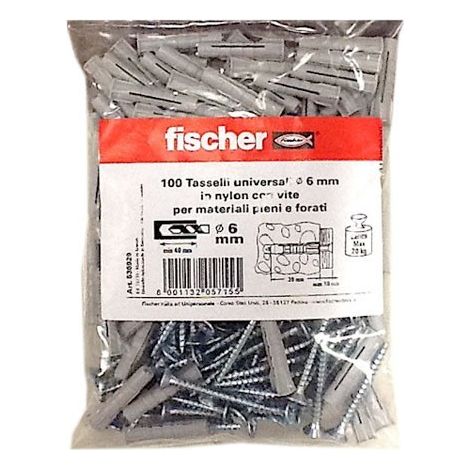 Fischer Tasselli in Nylon - Universali 6 mm - Confezione 100 Pezzi