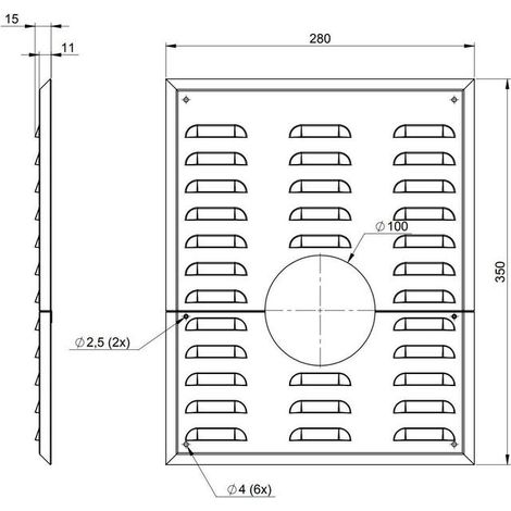ATEC Wandblende m.Hinterlüftung DN 100 für raumluftabhängigen Betrieb 280x350mm, 2330 (1/3)