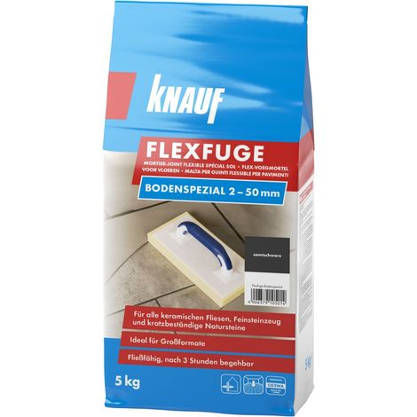 Knauf Fugenmörtel Flexfuge Bodenspezial 2 - 50 mm samtschwarz 5 kg Fugenmörtel